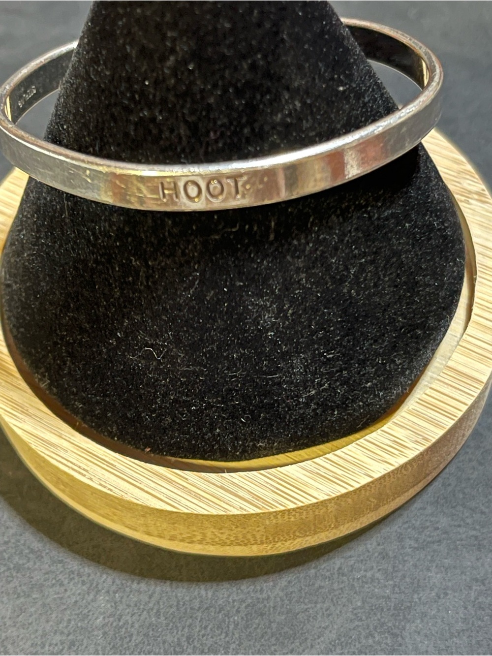 Sterling Silver .925  “HOOT” Open-Cuff Bracelet